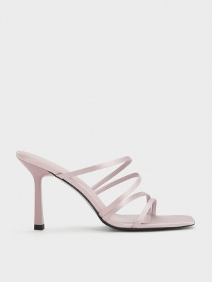 Mules Charles & Keith Asymmetric Square-Bombeu Toc Violet | 651LHYDKX