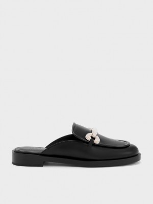 Mules Charles & Keith Beaded Accent Loafer Negrii | 194MRPTNF