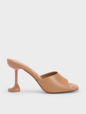 Mules Charles & Keith Celestine Sculptural Heel Maro | 472JPENZX