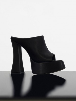 Mules Charles & Keith Delphine Recycled Polyester Platforma Negrii | 283GOJYWU