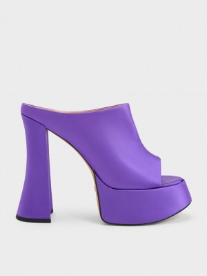 Mules Charles & Keith Delphine Recycled Polyester Platforma Violet | 730YNRBUF