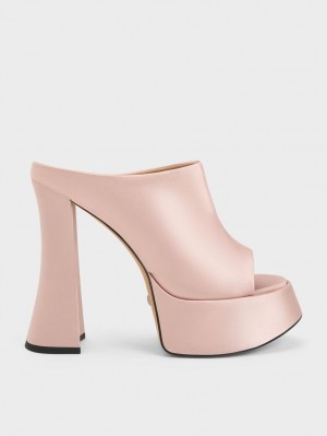 Mules Charles & Keith Delphine Recycled Polyester Platforma Roz | 815VWOPLR