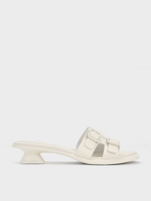 Mules Charles & Keith Double Cu Catarama Sculptural Albi | 651GJLKVY