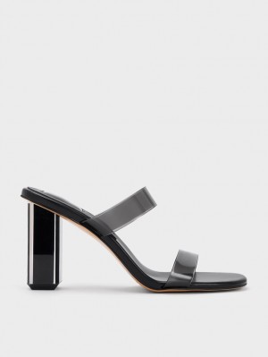 Mules Charles & Keith Fia Geometric Heel Negrii | 032JTHVDP