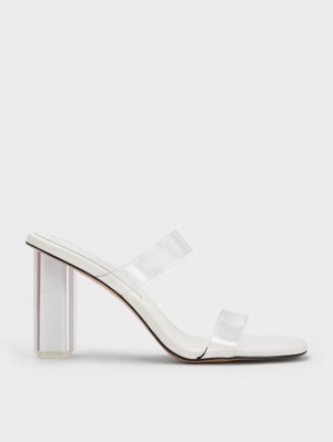 Mules Charles & Keith Fia Geometric Heel Albi | 621DUVPLA