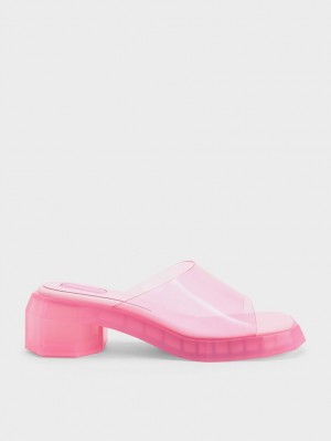 Mules Charles & Keith Fia See-Through Geometric Roz Deschis | 418EKBTQA