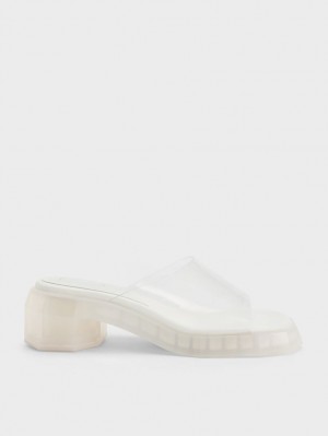 Mules Charles & Keith Fia See-Through Geometric Albi | 687IMFYPZ