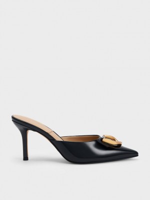 Mules Charles & Keith Gabine Lacuita Piele Negrii | 320GMNRCX