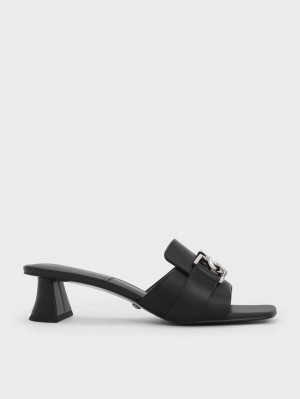 Mules Charles & Keith Gabine Piele Block Heel Negrii | 321LDXMFI