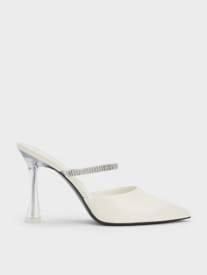 Mules Charles & Keith Gem Curea Albi | 297NLSECO