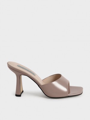 Mules Charles & Keith Lacuita Square Bombeu Toc Maro | 048MFVPNY
