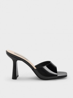 Mules Charles & Keith Lacuita Square Bombeu Toc Negrii | 372TZDSXA