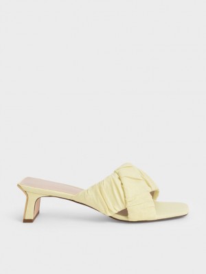 Mules Charles & Keith Linen Asymmetric Ruched Galbeni | 357LAXWHO