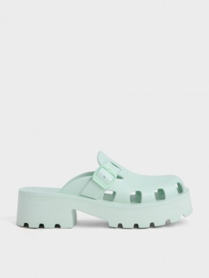 Mules Charles & Keith Mae Buckled Platforma Verde Menta | 054GAEUMQ