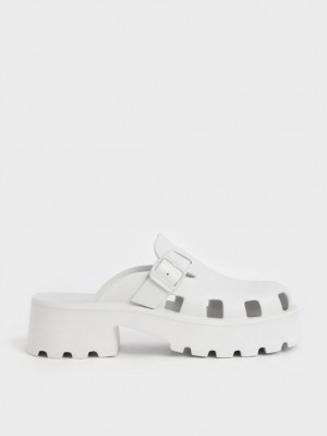 Mules Charles & Keith Mae Buckled Platforma Albi | 365XTMOKU