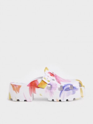 Mules Charles & Keith Mae Printed Buckled Platforma Colorati | 758BCTMKQ