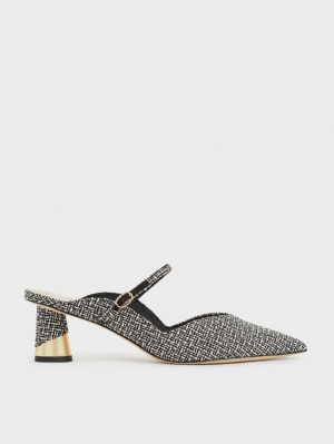 Mules Charles & Keith Metallic Sculptural Heel Tweed Colorati | 342VFBNRX