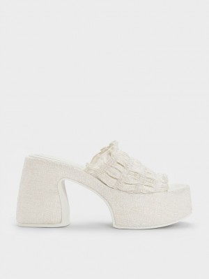Mules Charles & Keith Nuala Ruched Platforma Albi | 470JSUBRO