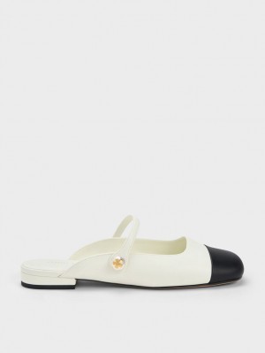 Mules Charles & Keith Pearl Embellished Plati Albi | 593OGADJP