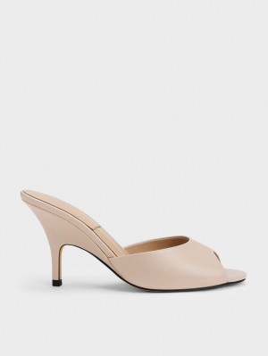 Mules Charles & Keith Piele Round-Bombeu Toc Bej | 346YKPOCU