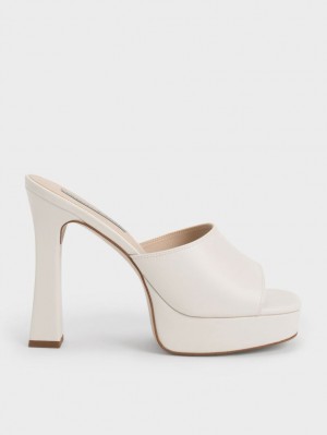 Mules Charles & Keith Platforma Block Heel Albi | 279XINYJZ