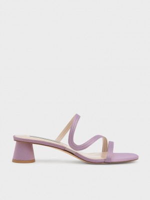 Mules Charles & Keith Satin Wavy Curea Violet | 617QYOZLC