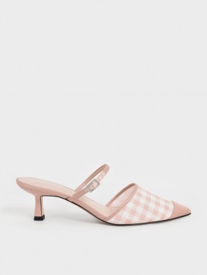 Mules Charles & Keith Satin & Check-Print Embellished-Cu Catarama Roz | 320FMRHYN