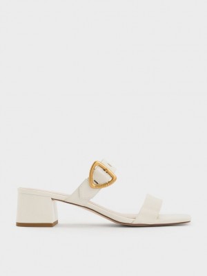 Mules Charles & Keith Sepphe Metallic Cu Catarama Toc Albi | 580JHQLOA