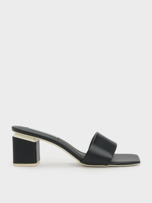 Mules Charles & Keith Square Block Heel Negrii | 568CNSEGX