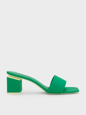 Mules Charles & Keith Square Block Heel Verzi | 317HTJBSP