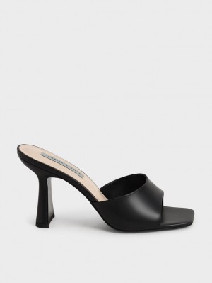 Mules Charles & Keith Square Bombeu Toc Negrii | 856BRCAWO