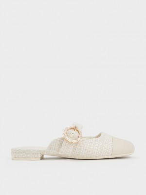 Mules Charles & Keith Tweed Pearl Cu Catarama Mary Jane Albi | 546ZFURSK