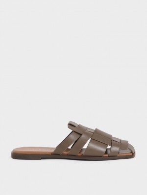 Mules Charles & Keith Woven Plati Maro Inchis | 840LENCDQ