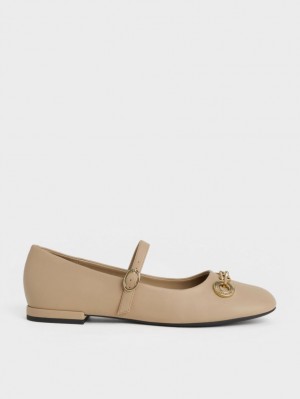 Pantofi Mary Jane Charles & Keith Circle Chain-Link Bej | 169BNIDAW