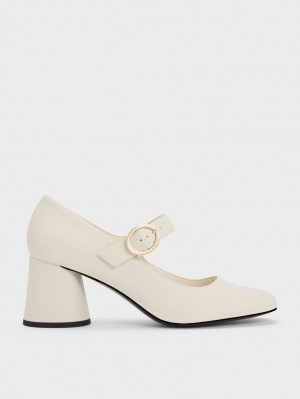 Pantofi Mary Jane Charles & Keith Cylindrical Block Heel Albi | 417IPEKFO