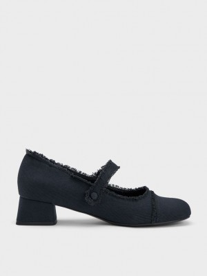 Pantofi Mary Jane Charles & Keith Denim Block Heel Albastri Inchis | 027ZFOGCU