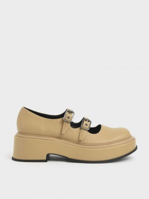 Pantofi Mary Jane Charles & Keith Frankie Platforma​ Bej | 623URCQFE