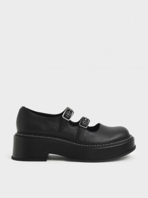 Pantofi Mary Jane Charles & Keith Frankie Platforma​ Negrii | 904MWNHPX