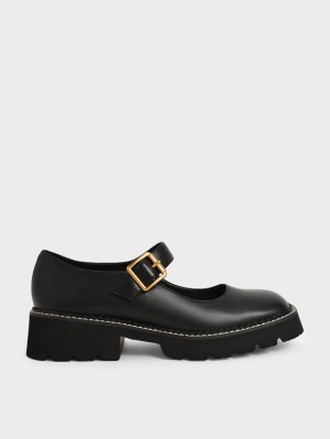 Pantofi Mary Jane Charles & Keith Metallic Cu Catarama Negrii | 207XOCYDT
