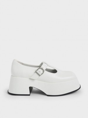 Pantofi Mary Jane Charles & Keith Platforma T-Bar Albi | 035YGWJHL
