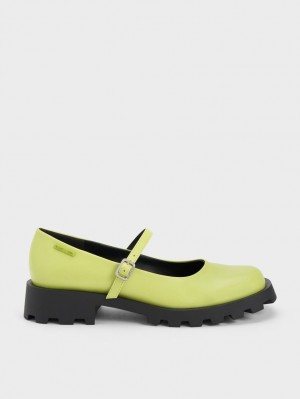 Pantofi Mary Jane Charles & Keith Rounded Square-Bombeu Verzi Deschis | 761TLDOWV