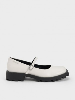 Pantofi Mary Jane Charles & Keith Rounded Square-Bombeu Albi | 470IQYBOU