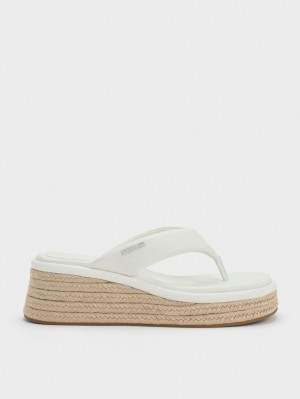 Pantofi Platforma Charles & Keith Espadrile Tanga Albi | 935MXVLIR