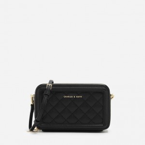 Portofel Charles & Keith Matlasat Boxy Long Negrii | 517OUXACJ