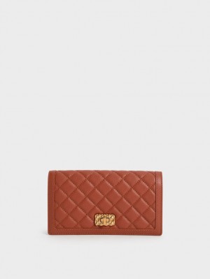 Portofel Charles & Keith Micaela Matlasat Long Rosii Inchis | 903MLKDPH