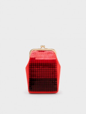 Pouches Charles & Keith Disc-Embellished Chain Handle Rosii | 694YKIQDO