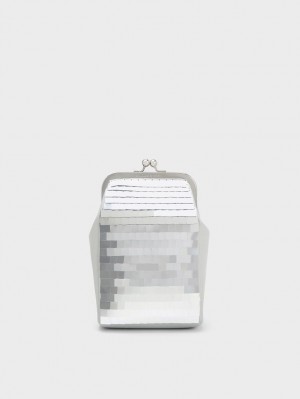 Pouches Charles & Keith Disc-Embellished Chain Handle Argintii | 325DIYJOZ