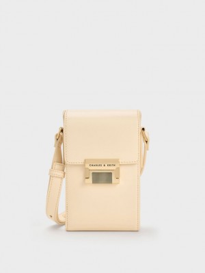 Pouches Charles & Keith Freida Metallic Accent Elongated Bej | 574YJZCRW