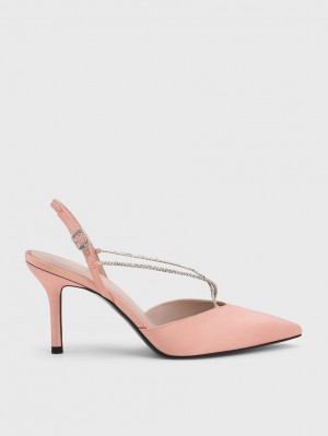 Pumps Charles & Keith Adel Recycled Polyester Gem-Curea Slingback Ballerina Roz | 690RFAGUT