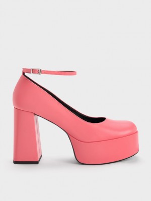 Pumps Charles & Keith Ankle-Curea Platforma Roz | 290OALXWI